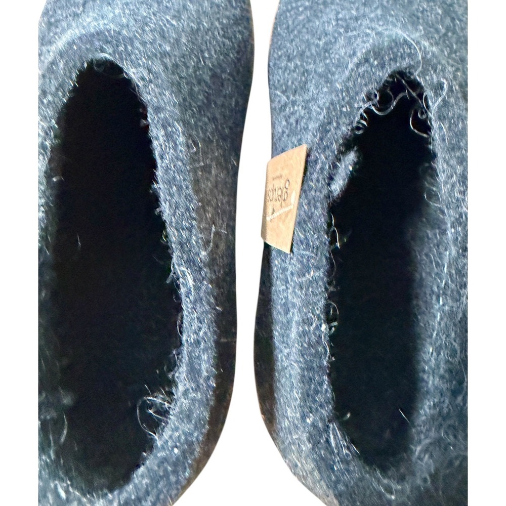 NEW Glerups Slip On Wool Felt Slippers Leather Sole Charcoal Gray 39 Unisex - Picture 4 of 6